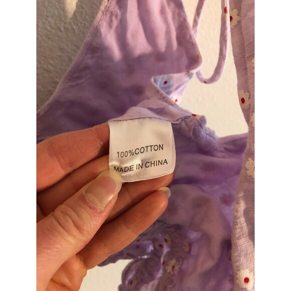 Princess Polly Purple Delilah Floral Front Tie Size 2 - Picture 7 of 7